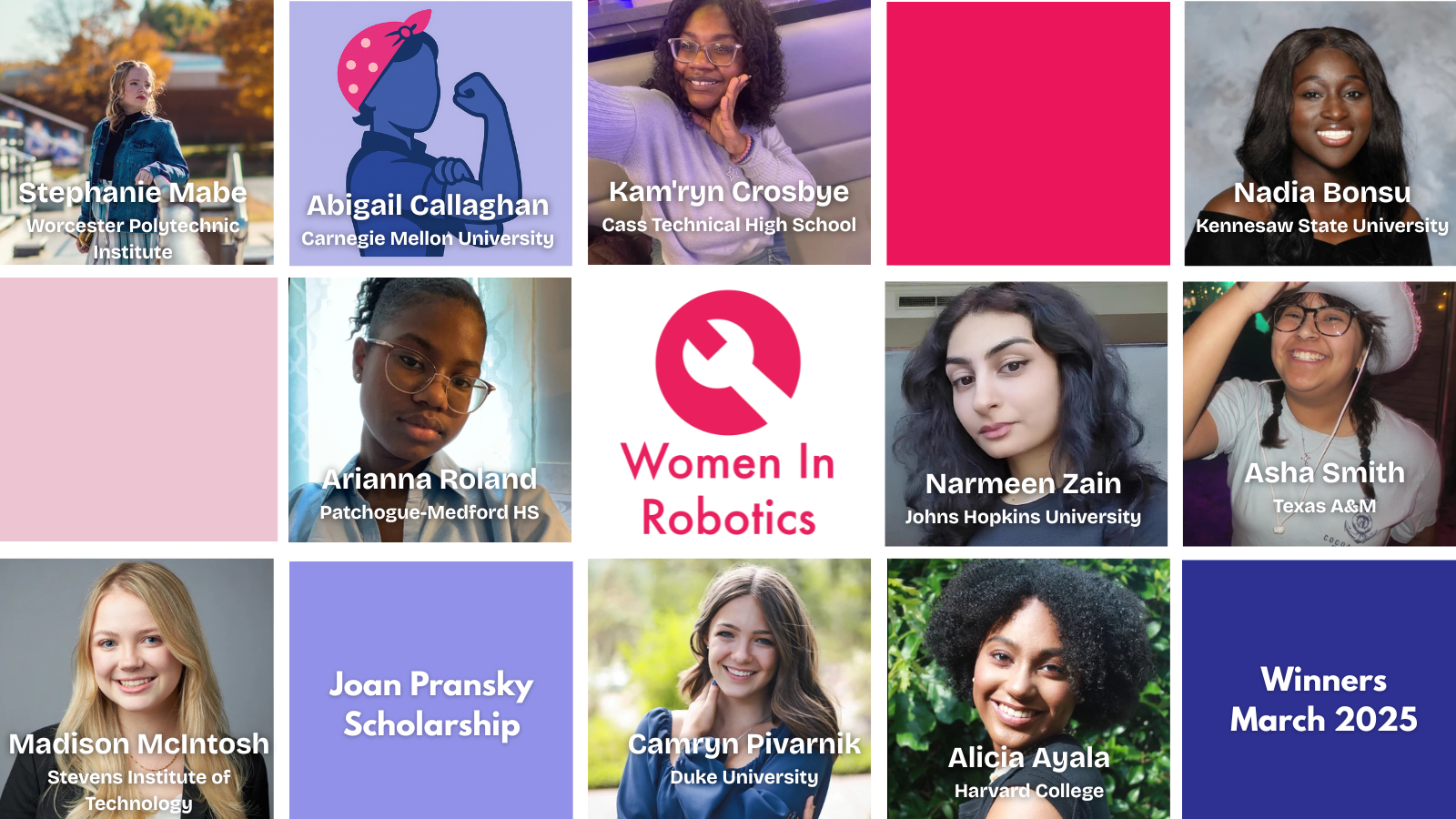 Joan Pransky Scholarship Winners - March 2025